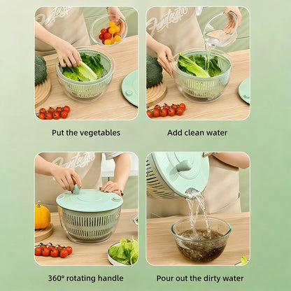 3-in-1 Vegetable and Fruit Washing Dish, Kitchen Tool Set, Large Salad Dehydrator