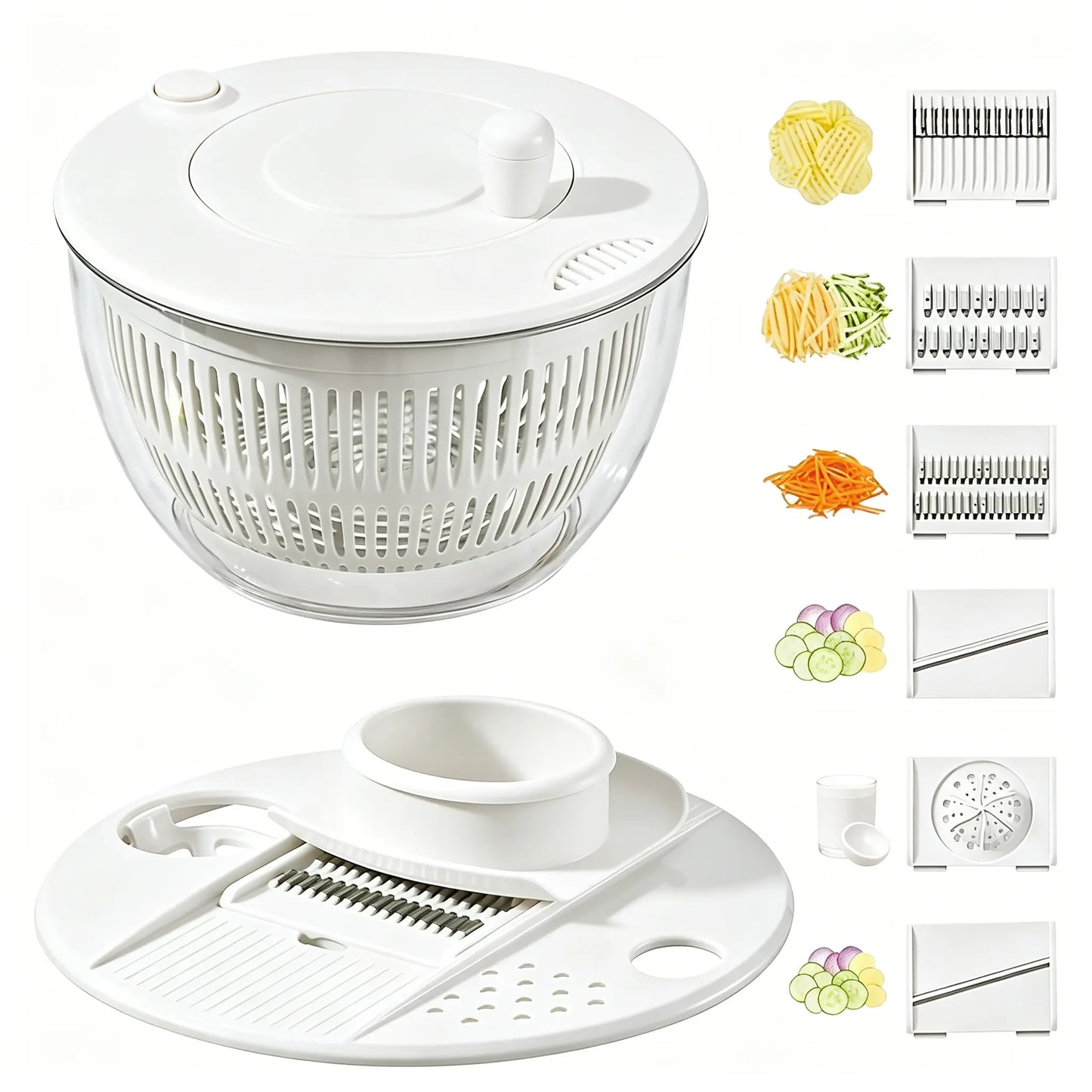 3-in-1 Vegetable and Fruit Washing Dish, Kitchen Tool Set, Large Salad Dehydrator