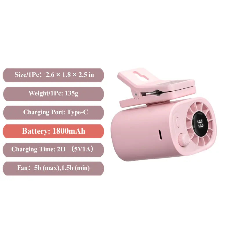 Car Clip-on Portable USB Cooling Mini Fan - No Cooling Function - 360° Rotation, 100-speed Stepless Adjustment, Cooling Fan