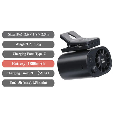 Car Clip-on Portable USB Cooling Mini Fan - No Cooling Function - 360° Rotation, 100-speed Stepless Adjustment, Cooling Fan